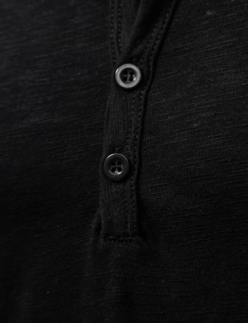 PARKLEES Men's Casual Stretchy Long Sleeve Henley T-Shirt Front Placket Muscle Workout Athletic 4 Buttons Tee Tops Black Large - Image 5