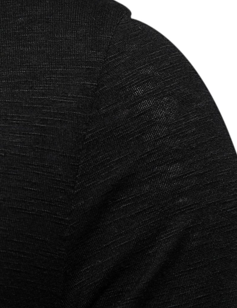 PARKLEES Men's Casual Stretchy Long Sleeve Henley T-Shirt Front Placket Muscle Workout Athletic 4 Buttons Tee Tops Black Large - Image 4