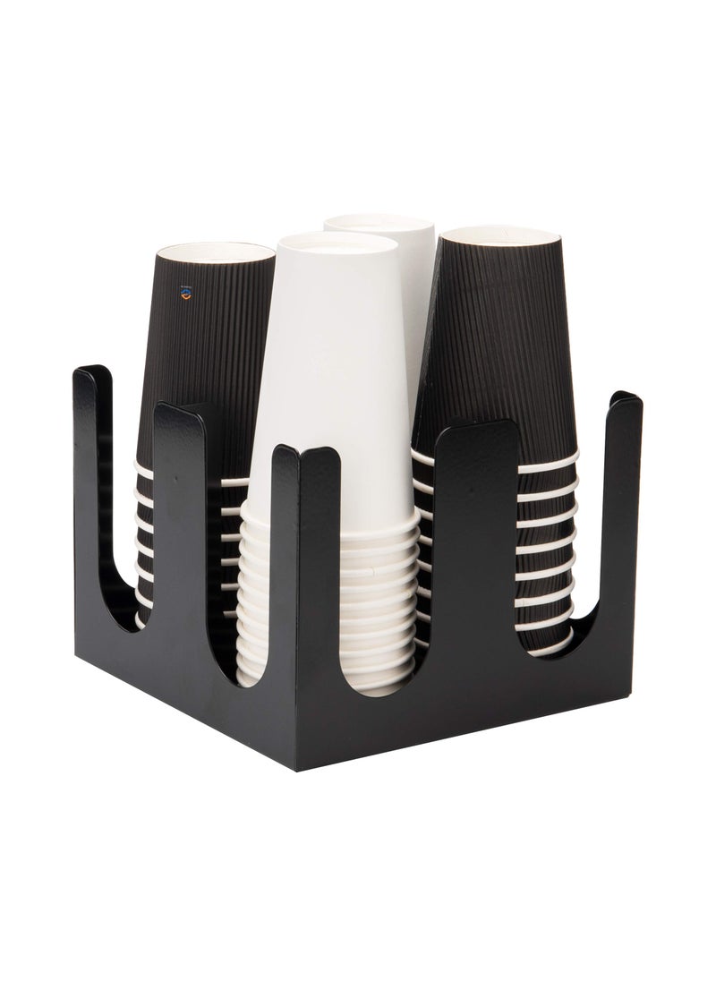 Mind Reader Mind Reader 4 Compartment Caddy MultiSection Organizer for Stacked Hot or Cold Disposable Cups Lids Condiment Holder Stainless Steel Black 