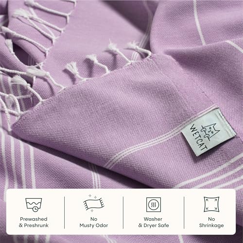 WETCAT Turkish Beach Towel Oversized (38"x71") 100% Turkish Cotton, Made in Turkey - Sand Free, Extra Large, Ultra Soft, Quick Drying, Compact & Lightweight for Travel - Lilac - Image 5