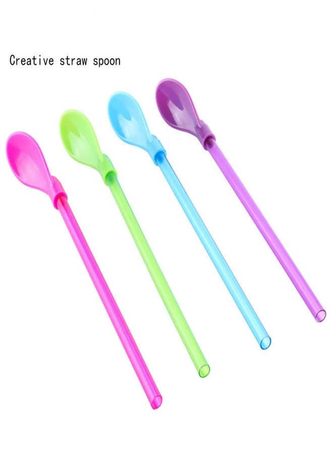 OKGD Set of 40 Hard Plastic Spoon Straws 9 Inch Detachable Straws Kitchen Utensil Stirring Spoon Coffee Spoon (4 Color) - Image 4