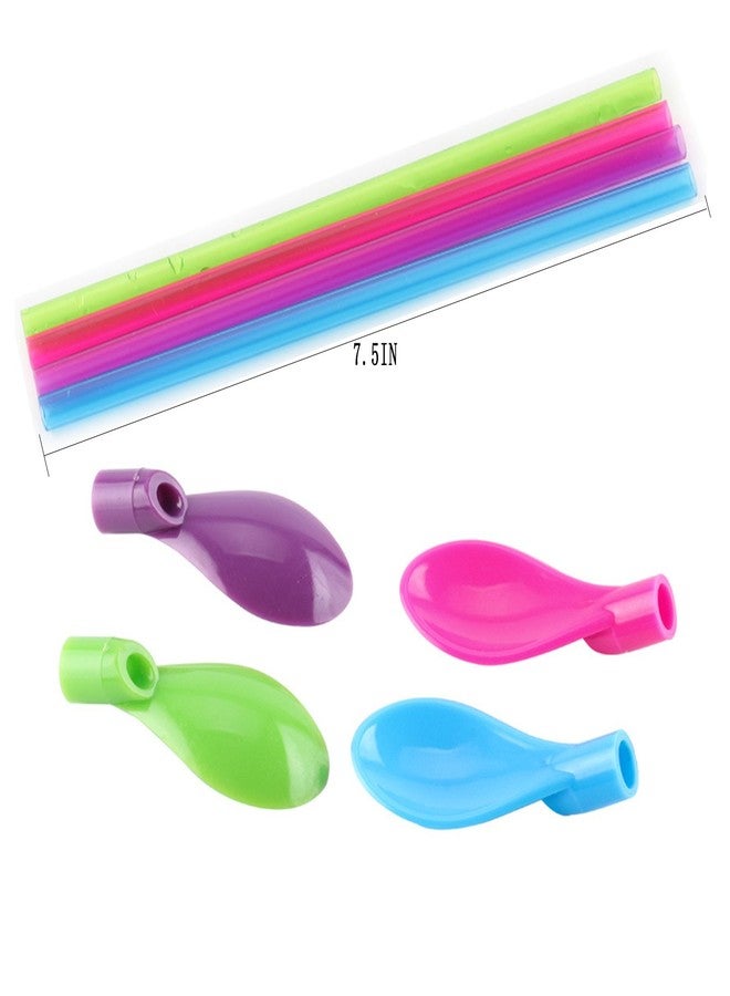 OKGD Set of 40 Hard Plastic Spoon Straws 9 Inch Detachable Straws Kitchen Utensil Stirring Spoon Coffee Spoon (4 Color) - Image 3