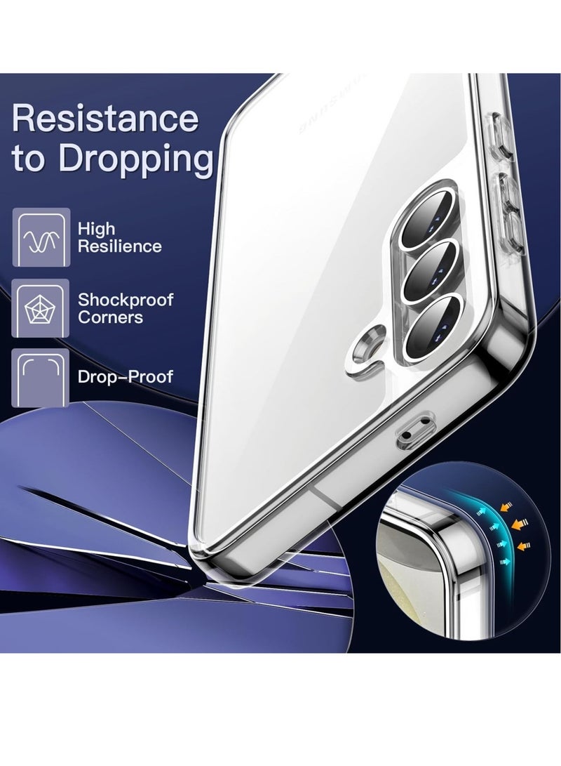 إلترازون 5 in 1 Case for Samsung Galaxy S24 5G with 2-Pack Each Tempered Glass Screen Protector and Camera Lens Protector, Non-Yellowing Shockproof Bumper Phone Cover (Clear) - Image 5