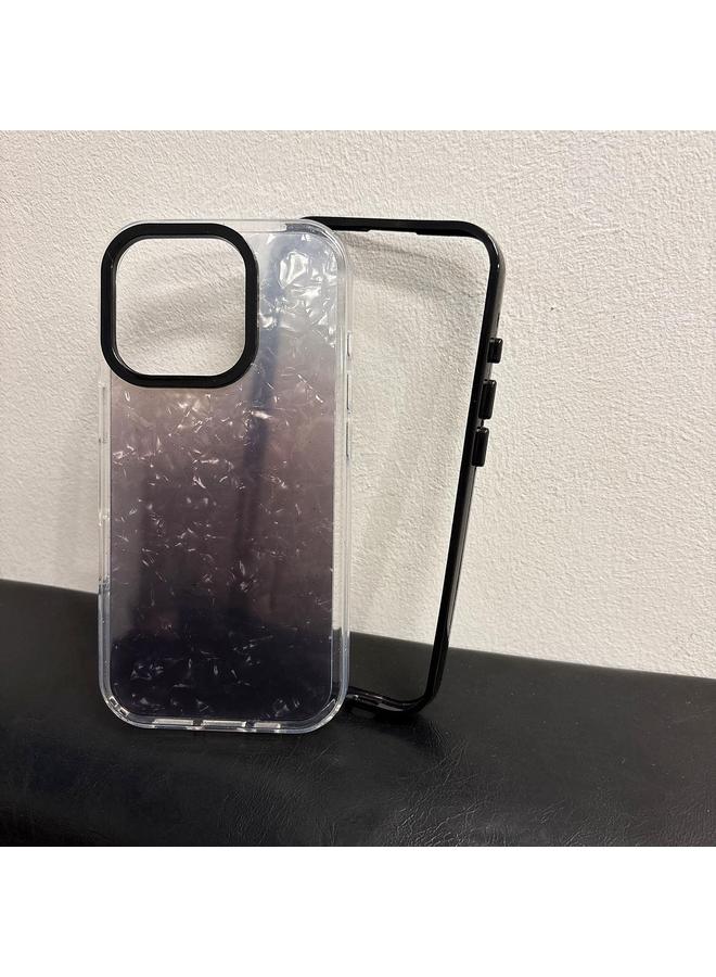 زبون جراب لهاتف iPhone 11 Pro Max PC Lens Ring مع نسيج صدفي متدرج اللون، جراب هاتف 3 في 1 - Image 3