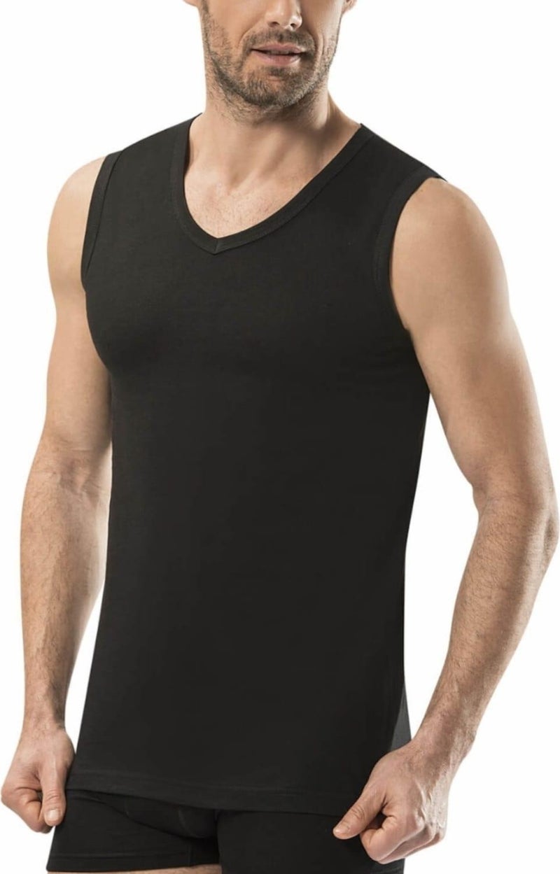 Yıldız Yildiz 124 Men's Modal Super Thin V Neck Zero Sleeve Singlet