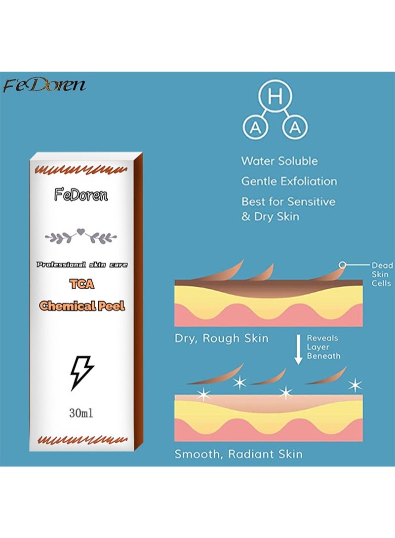 إف إي دورين تقشير كيميائي بحمض ثلاثي كلورو أسيتيك بنسبة 70% لتقشير الوجه، لعلاج حب الشباب، والكلف، والمسام الواسعة، والبشرة الباهتة، والرؤوس السوداء، وتقرن الشعر، تقشير كيميائي لتقشير الوجه في المنزل لعلاج حب الشباب والبقع الداكنة والتجاعيد - 30 مل - Image 3