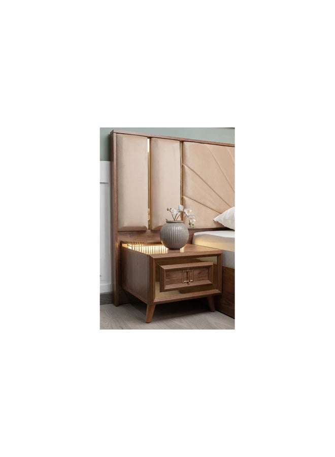 MK Kabbani Furniture طقم غرفة نوم كينج 5 قطع نيو جولد - 180x200 سم - Image 3