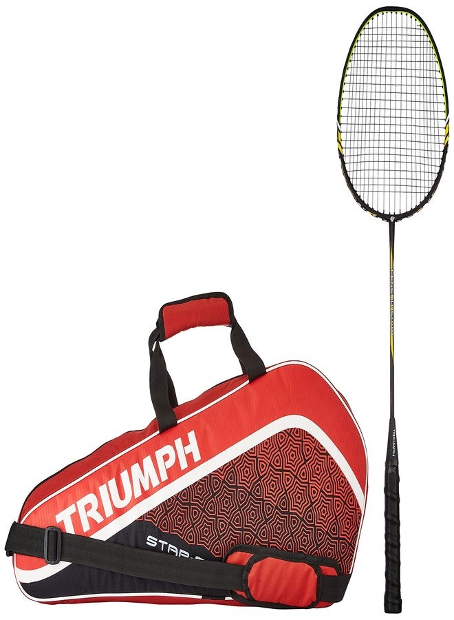 Triumph Legend-5000 One Piece Light Weight Strung Badminton Racket with Star-3R Single Compartment Badminton Bag Black - Image 2
