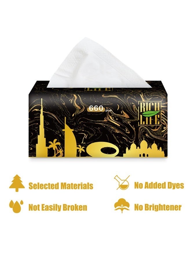 fashionhome Pack of 5 Multipurpose Use Thick 5 Ply Fragrance Free and Dye Free Tissues 660 Sheets Per Packet Family Pack Facial Tissues Gentle on Skin Lint Free Soft and High Absorbency Paper Towels Ideal for Home Office Travel  - Image 2