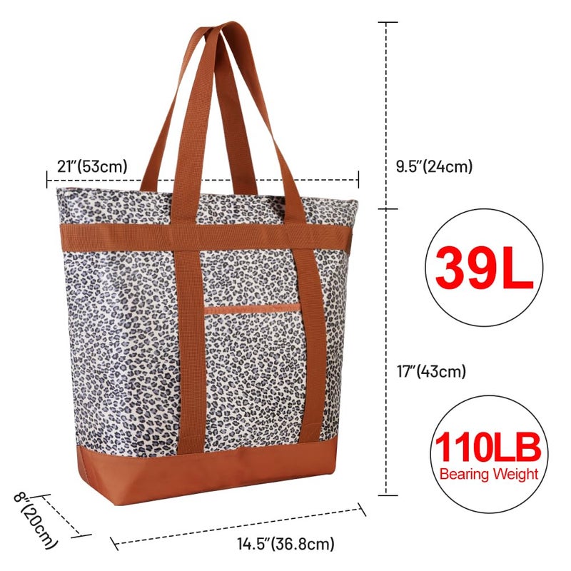 CIVJET Insulated Reusable Tote Bag for Grocery Shopping for Women/Men, Pizza/Food Delivery Bag to Keep Food Cold/Hot for Commercial Delivery Services, Cooler bags for Travel/Beach/Picnic, Cow Print - Image 3