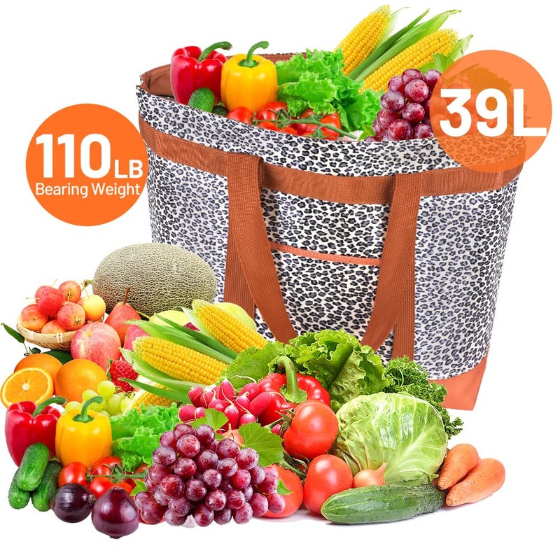 CIVJET Insulated Reusable Tote Bag for Grocery Shopping for Women/Men, Pizza/Food Delivery Bag to Keep Food Cold/Hot for Commercial Delivery Services, Cooler bags for Travel/Beach/Picnic, Cow Print - Image 5