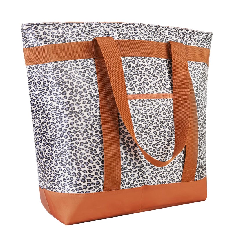 CIVJET Insulated Reusable Tote Bag for Grocery Shopping for Women/Men, Pizza/Food Delivery Bag to Keep Food Cold/Hot for Commercial Delivery Services, Cooler bags for Travel/Beach/Picnic, Cow Print - Image 1