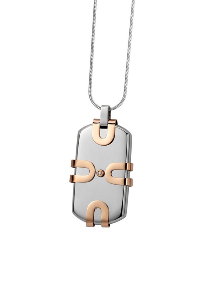 Elementesse Zircon Rose Gold Plating Steel Pendant With Chain For Mens - Image 1