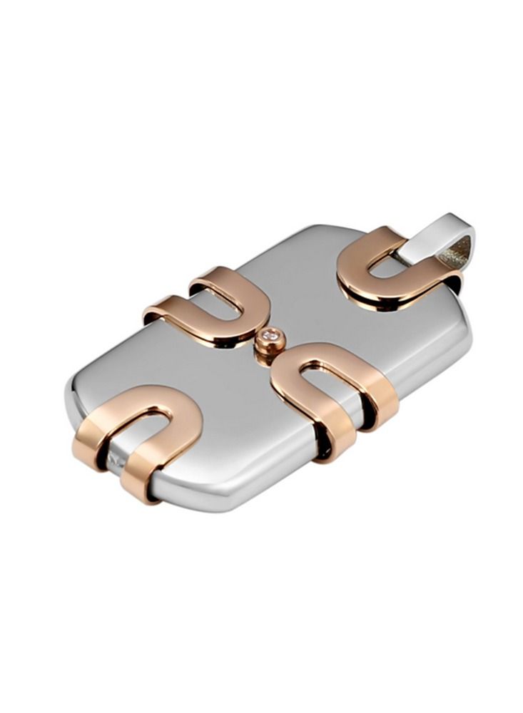 Elementesse Zircon Rose Gold Plating Steel Pendant With Chain For Mens - Image 2