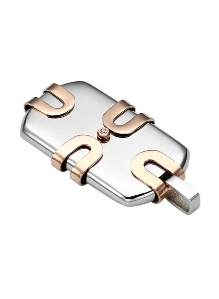 Elementesse Zircon Rose Gold Plating Steel Pendant With Chain For Mens - Image 3