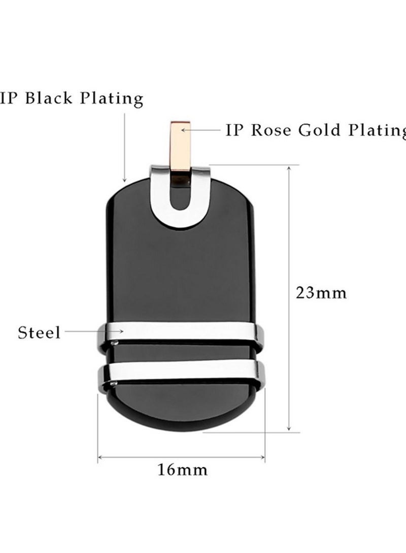 Elementesse Zircon Rose Gold Plating Steel Pendant With Chain For Mens - Image 4