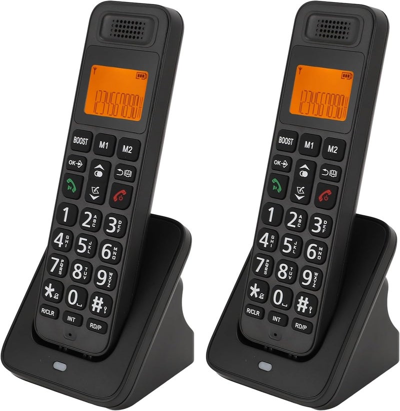 SUNGOOYUE DECT 6.0 Cordless Phone, 2 Handsets with Caller ID Call Waiting Call Block Intercom Speakerphone, for Home Business and Elderly (Black) - Image 1