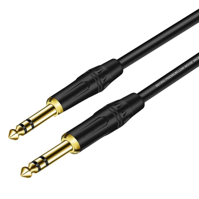 SeCro كابل آلة الجيتار المطلية بالذهب، 6.35 مم (1/4) TRS إلى 6.35 مم (1/4) TRS كابل صوت ستيريو للجيتار الكهربائي، الماندولين، الباس، المكبر، لوحة المفاتيح، مكاتب المزج (1.5 متر) - Image 1