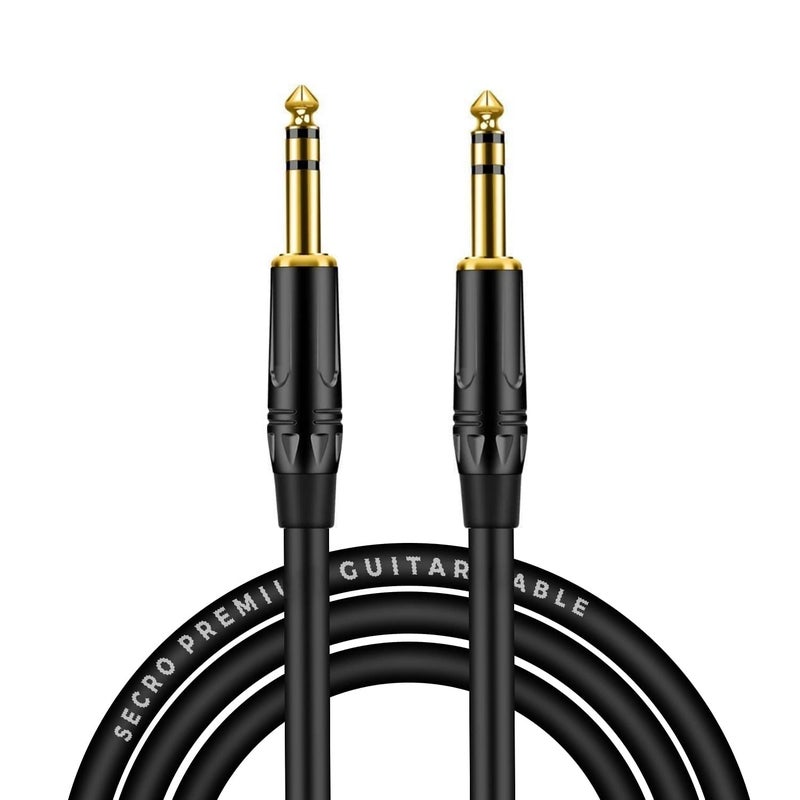 SeCro كابل آلة الجيتار المطلية بالذهب، 6.35 مم (1/4) TRS إلى 6.35 مم (1/4) TRS كابل صوت ستيريو للجيتار الكهربائي، الماندولين، الباس، المكبر، لوحة المفاتيح، مكاتب المزج (1.5 متر) - Image 2