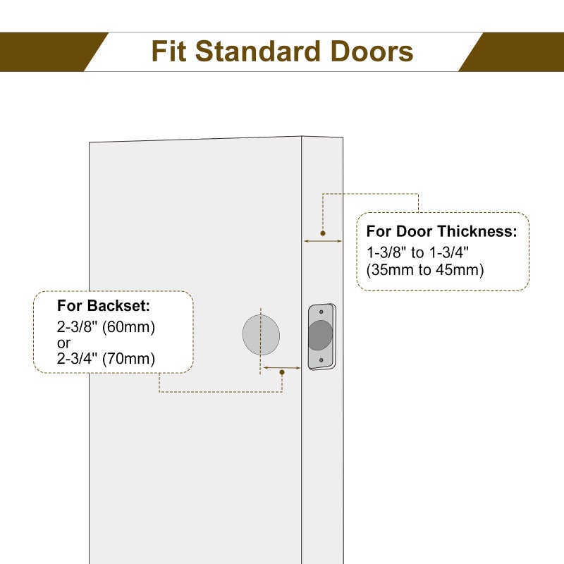 Hosom 6 Pack Privacy Door Handles For Bedroom Bathroom & More Interior Door Levers Keyless Reversible Square Door Locks Satin Nickel - Image 4