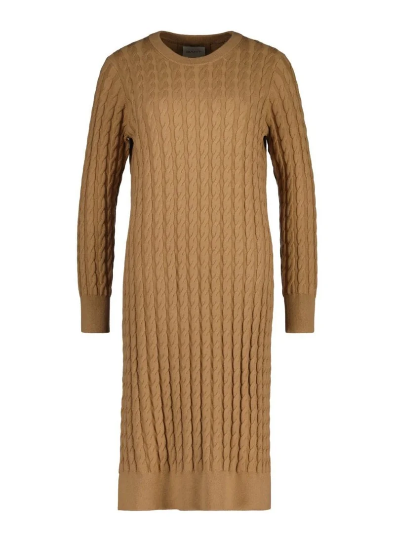 GANT Gant Stretch Cotton Cable Knit Crew Neck Dress