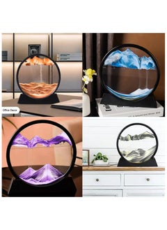 GNAFOTU Sand Art Liquid Motion, 3D Hourglass Deep Sea Sandscape, Moving Sand Art Picture Round Glass Display Flowing Sand Frame, 3D Colored Quicksand Decor Relaxing Desktop Home Office, Orange  - Image 5