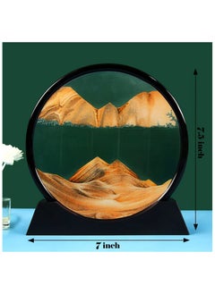 GNAFOTU Sand Art Liquid Motion, 3D Hourglass Deep Sea Sandscape, Moving Sand Art Picture Round Glass Display Flowing Sand Frame, 3D Colored Quicksand Decor Relaxing Desktop Home Office, Orange  - Image 4