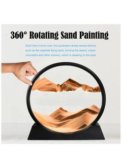 GNAFOTU Sand Art Liquid Motion, 3D Hourglass Deep Sea Sandscape, Moving Sand Art Picture Round Glass Display Flowing Sand Frame, 3D Colored Quicksand Decor Relaxing Desktop Home Office, Orange  - Image 2