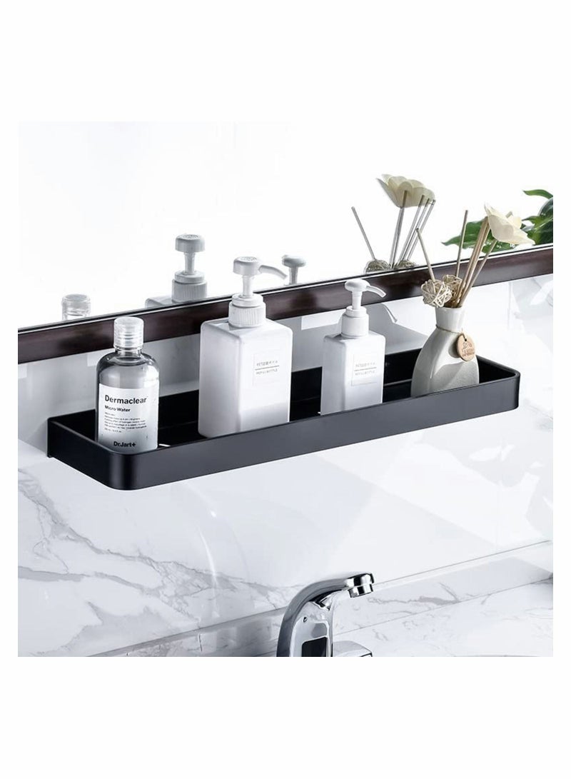 Bathroom Shelf with Towel Bar, Wall Mounted Shower Storage Organizer, Floating for Kitchen Toilet, 15.7inch(Black) - Image 2