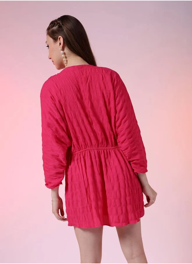Freehand Women Fit and Flared Casual Solid Dolman Sleeves Dress
