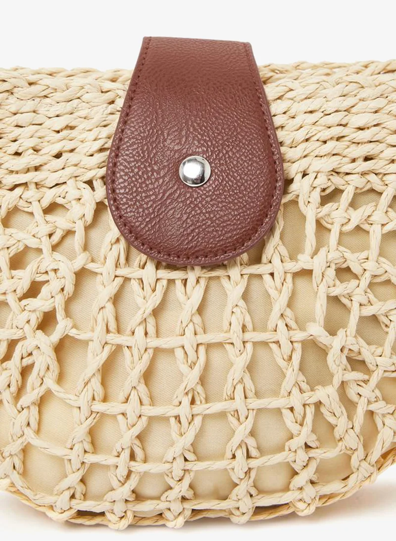 Styli Beige Woven Beach Crossbody Bag