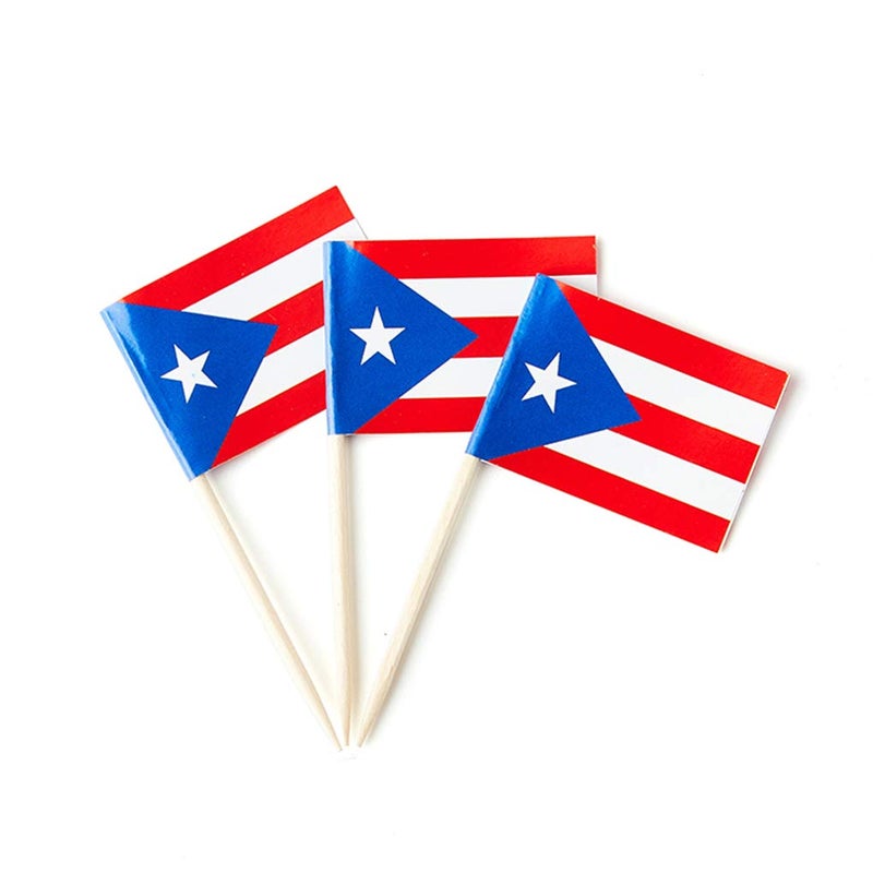 mflagperft Puerto Rico Flag Puerto Rican Small Toothpick Mini Cupcake Flags Decorations (100 pcs) - Image 1