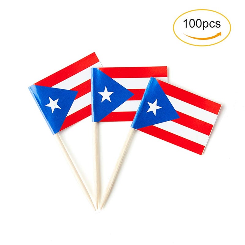 mflagperft Puerto Rico Flag Puerto Rican Small Toothpick Mini Cupcake Flags Decorations (100 pcs) - Image 4