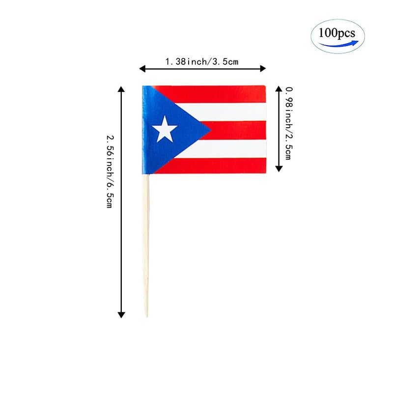 mflagperft Puerto Rico Flag Puerto Rican Small Toothpick Mini Cupcake Flags Decorations (100 pcs) - Image 2