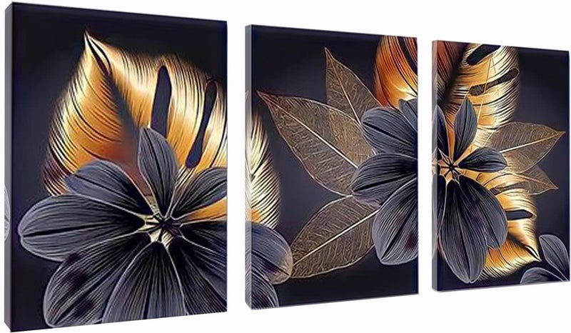 JATOK Diamond Painting Kits for Adults DIY Flowers Full Round Drill Cross Stitch Embroidery Pictures Arts Paint by Number Kits Diamond Painting Kits for Home Wall Decor 3 Sets - Image 2