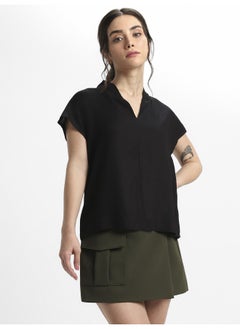 Dennis Lingo Black Viscose Moss Top for Women, Regular Fit  - Image 5