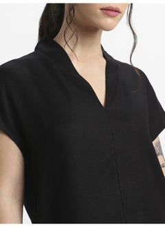 Dennis Lingo Black Viscose Moss Top for Women, Regular Fit  - Image 2