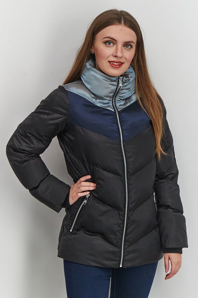 Sam Edelman Women Colorblock Puffer Jacket, Multicolor - Image 1