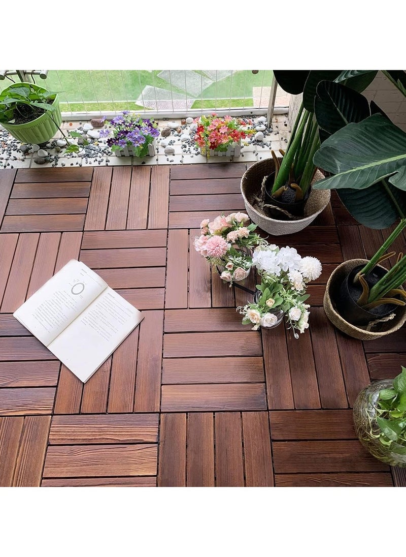 LINGWEI 10pcs Wood Interlocking Flooring Tiles, Straight Pattern Patio Deck Tiles, 30 * 30 CM(Pack of 10), Solid Wood Pine Deck Tiles for Garden Indoor Outdoor  - Image 3