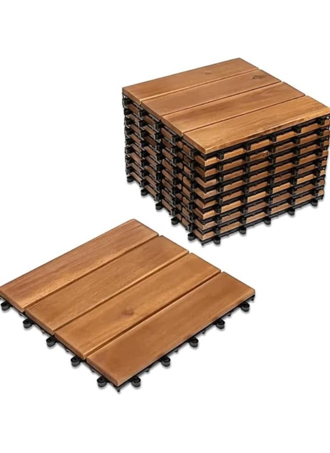 LINGWEI 10pcs Wood Interlocking Flooring Tiles, Straight Pattern Patio Deck Tiles, 30 * 30 CM(Pack of 10), Solid Wood Pine Deck Tiles for Garden Indoor Outdoor  - Image 5
