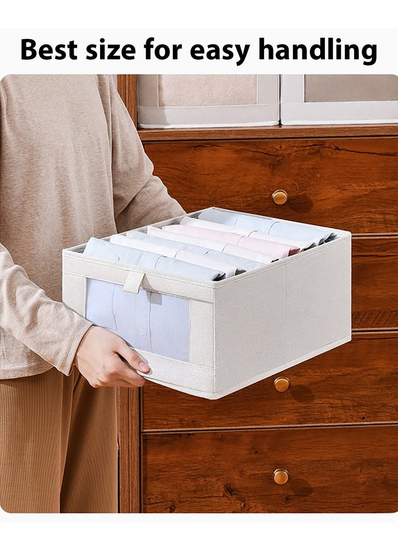 Blueland 4 Pack Foldable Clothes Storage Bin, Washable Closet Drawer Organizer with Clear Window, Wordrobe Storage Basket Box for T-Shirt, Pants, Jeans Sweaters & Books  - Image 5
