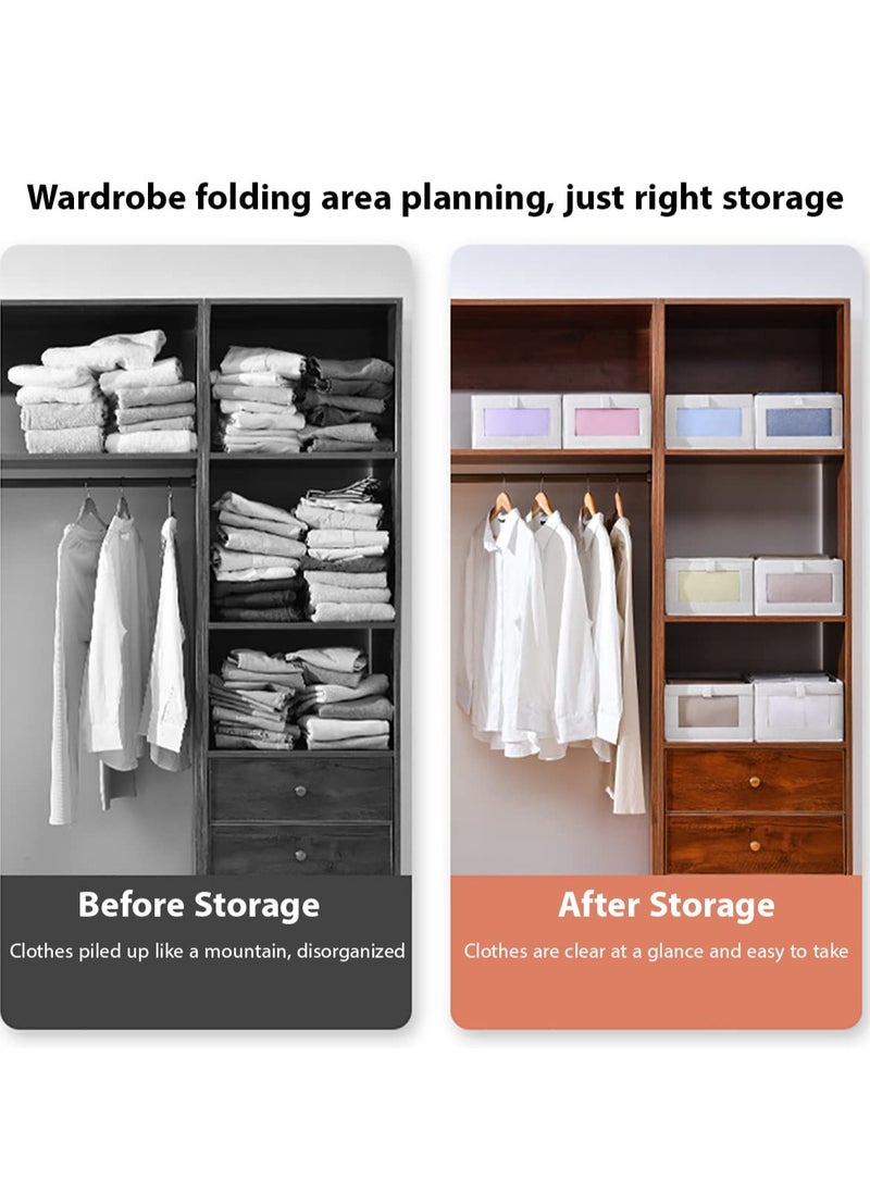 Blueland 4 Pack Foldable Clothes Storage Bin, Washable Closet Drawer Organizer with Clear Window, Wordrobe Storage Basket Box for T-Shirt, Pants, Jeans Sweaters & Books  - Image 2
