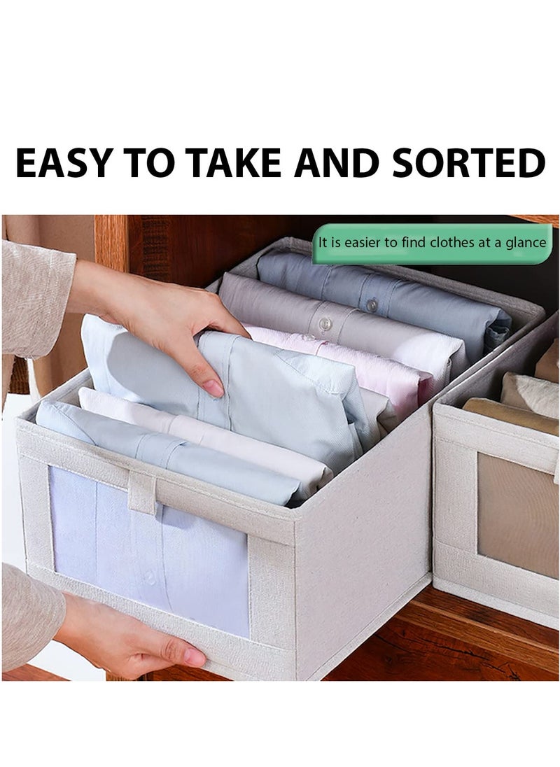 Blueland 4 Pack Foldable Clothes Storage Bin, Washable Closet Drawer Organizer with Clear Window, Wordrobe Storage Basket Box for T-Shirt, Pants, Jeans Sweaters & Books  - Image 3