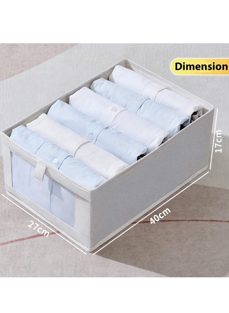 Blueland 4 Pack Foldable Clothes Storage Bin, Washable Closet Drawer Organizer with Clear Window, Wordrobe Storage Basket Box for T-Shirt, Pants, Jeans Sweaters & Books  - Image 4