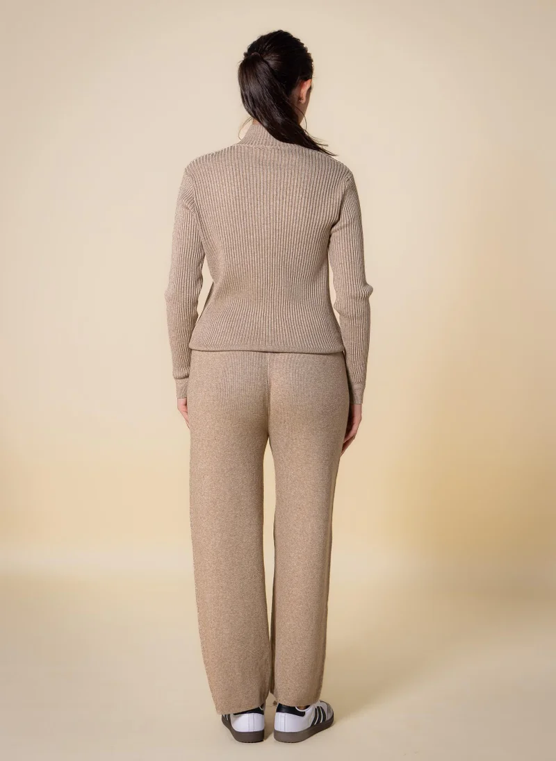 Shapes Beige QUATER ZIP SWEATER SET for Women | Best Price UAE