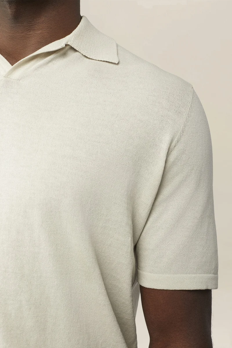 Doppelganger White Men's 100% cotton knit polo shirt with Derby collar - Ice for Men | Best Price UAE