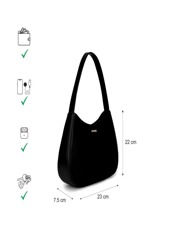 Fastrack Curve Shoulder Bag | Black Pebbled Faux-Leather Women’s Handbag | Gold Hardware Finish with Sturdy Handle, Zipper Closure & Organised Storage - Image 4