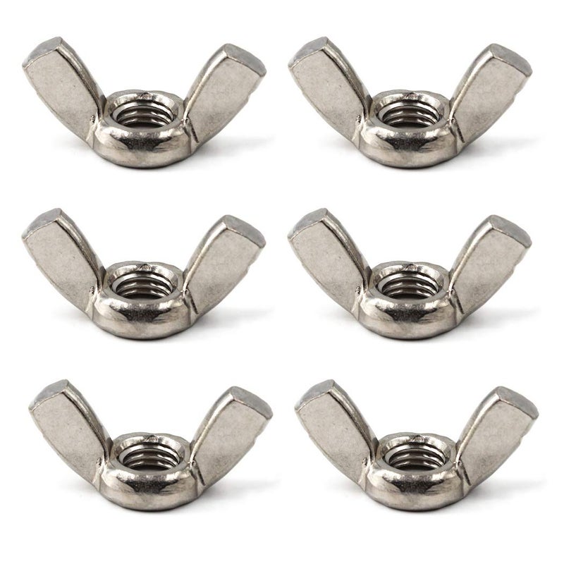 SeeRaphee M10(3/8") 304 Stainless Steel Butterfly Wing Nut Set DIN315 Hand Twist Tighten Hardware Nut Fasteners Parts(6PCS) - Image 1
