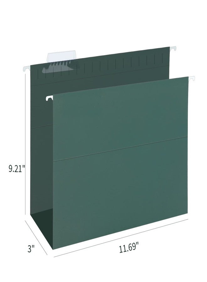 HERKKA Extra Capacity Hanging File Folders, 30 Pack Reinforced Hang Folders with Heavy Duty 3 Inch Expansion, Designed for Bulky Files, Medical Charts, Letter Size, Green - Image 2