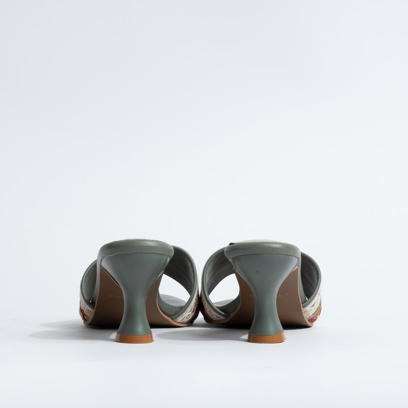 Crystalicious Erica Handcrafted Embroidered Ribbon Slip-On Sandals with Kitten Heels for Work And Party, Wedding - Image 5